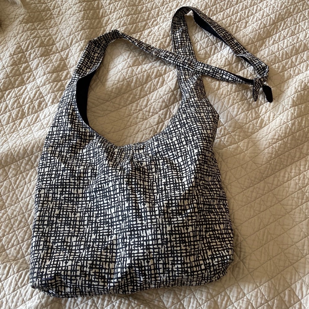 Fabric Crossbody bag with black and white pattern